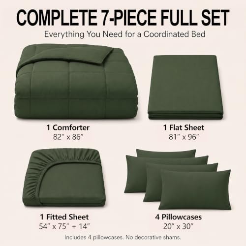CozyLux Full Size Comforter Sets Olive Green - Image 2