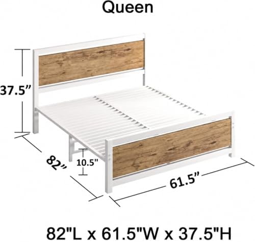 IMMERSTABLE Queen Metal Bed Frame with Industrial Headboard - Image 2