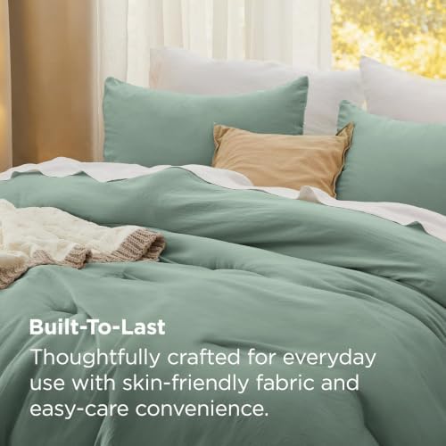 Bedsure Oversized King Comforter Prewashed Bedding 3Pcs Sage Green 120"x98" - Image 3