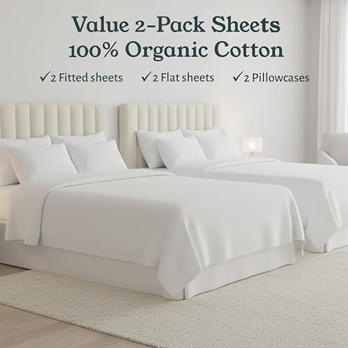 California Design Den 2 Pack Organic Cotton Twin XL Bed Sheets, True Ivory - Image 3