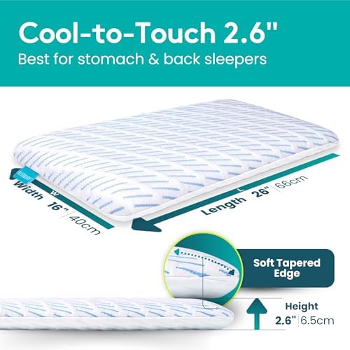 BLISSBURY Cooling Stomach Sleeper Pillow, Thin Memory Foam, 2.6 Inch - Image 2