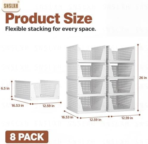 Upgraded 8 Pack Closet Organizers and Storage, Stackable Closet Bins - Image 2