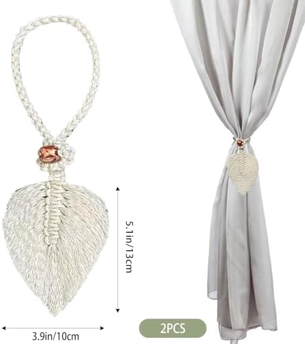 2-Pack Bohemian Cotton Leaf Curtain Tiebacks - Image 2
