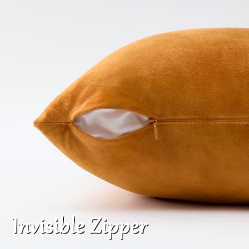 GIGIZAZA Orange Velvet Pillow Covers 24x24 Decorative Pillows Pack of 2 - Image 4