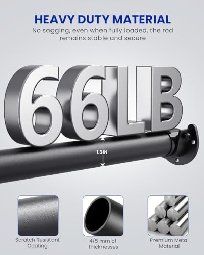 Supforce 4 Pack Closet Rod Heavy Duty, 17-39in Adjustable Closet Pole Black - Image 4