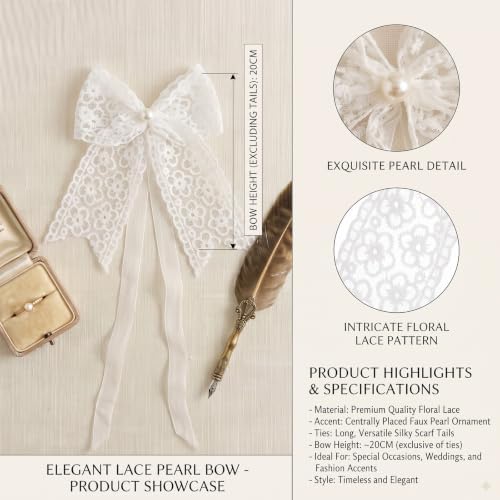 White Lace Bow Curtain Tiebacks 6-Pack, Vine Floral Curtain Holdbacks - Image 4