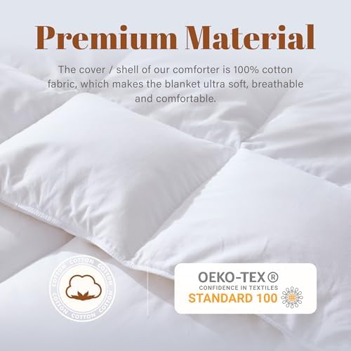 Feather and Down Fiber Comforter Insert Oversized Queen, 100% Cotton Cover - Image 6