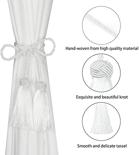 BEL AVENIR 2 Pack Handmade Rope Tassel Curtain Tiebacks - Image 3