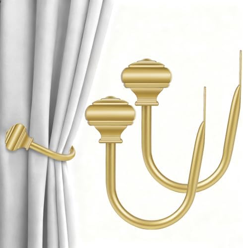 Gold Curtain Holdbacks, Decorative Drapery Tiebacks, 2 Pack/1 Pair by USFOOK