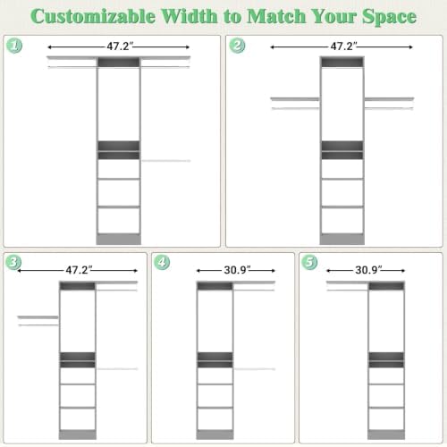 Besiost 4FT Small Closet Organizer System - Image 6
