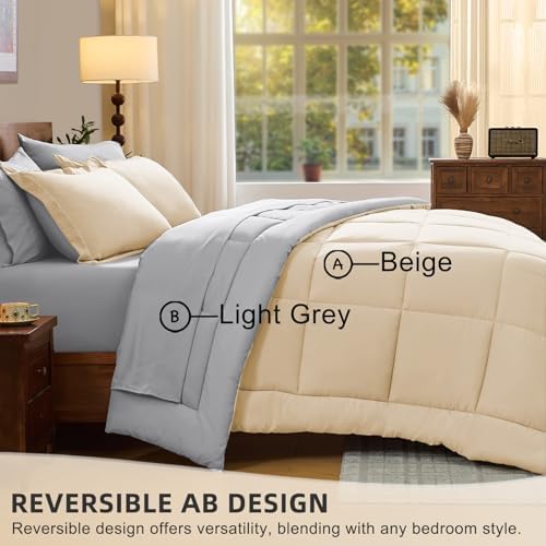 FUANNA Full Size Comforter Set 7 Pieces, Reversible Bed Set, Bed in a Bag - Image 4