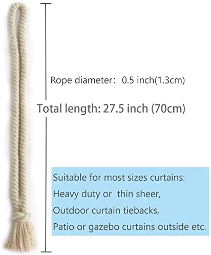 8 Pack Curtain tiebacks Rope, Outdoor Curtain Tiebacks, Natural Cotton Curtain - Image 4
