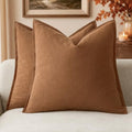Foindtower Linen Solid Decorative Throw Pillow Covers 22x22 Orange Brown by Foindtower