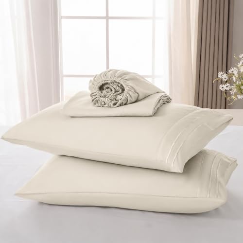 ROSE&RISY Light Beige Queen Sheet Set, Breathable and Cooling Sheet Bed Set - Image 7