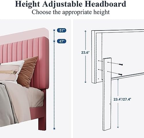 Allewie King Bed Frame, Velvet Upholstered Platform Bed - Image 6