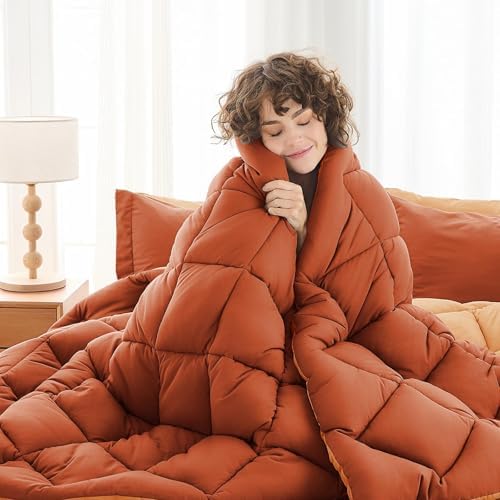 MUXHOMO California King Comforter Set 7 Pieces, Burnt Orange/Camel - Image 2