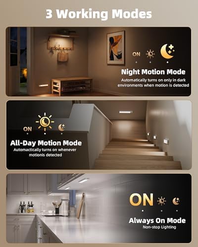 EZVALO Under Cabinet Lighting Wireless, LED Motion Sensor Indoor, Dimmable & 3 - Image 7