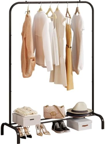 SUOERNUO Garment Racks with Bottom Shelf Clothing Rack by SUOERNUO