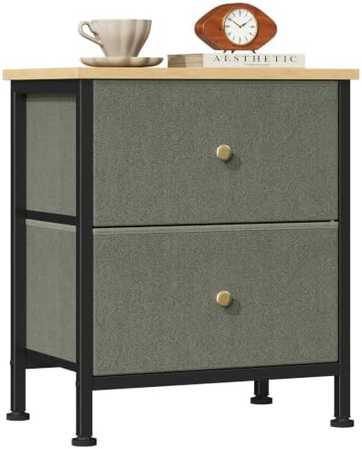 Sweetcrispy Night Stand with 2 Fabric Storage Drawers, Bedside Table by Sweetcrispy