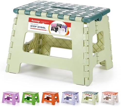 Folding Step Stool 9 Inch for Kids, 300 lbs, Bicolor Green by ACSTEP