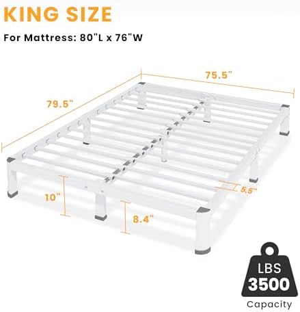10 Inch King Size Metal Platform Bed Frame - Image 3
