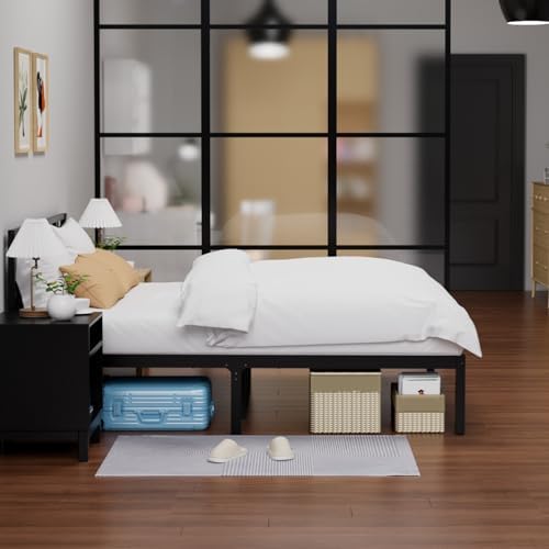 Bamboo Bed Frame with Headframe 12-Inch Solid Platform Bed with Wooden Slats - Image 4