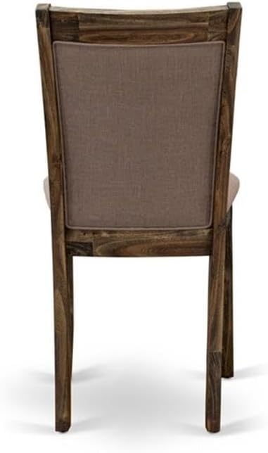 East West Furniture X797MZ748-5 5 Piece Kitchen Table Set for 4 Includes a Rectangle Dining Room Table with X-Legs and 4 Coffee Linen Fabric Parson Dining Chairs, 40x72 Inch, Multi-Color