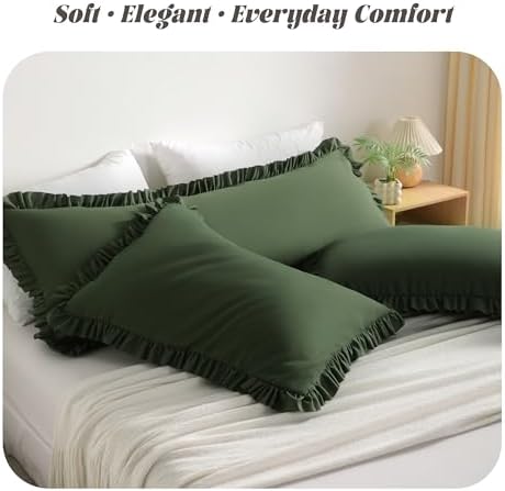 BEDSUM Queen Ruffled Pillow Shams - Image 2