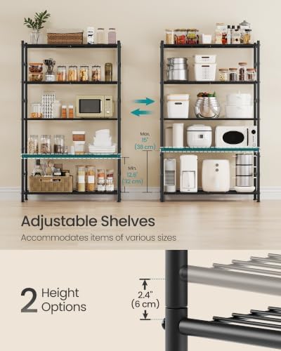 SONGMICS 5-Tier Storage Shelves, Adjustable Metal Wire Shelving Unit - Image 4