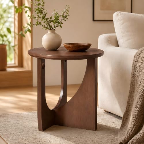 Wood Side Table, 19.68" Small End Table by KIRROUS