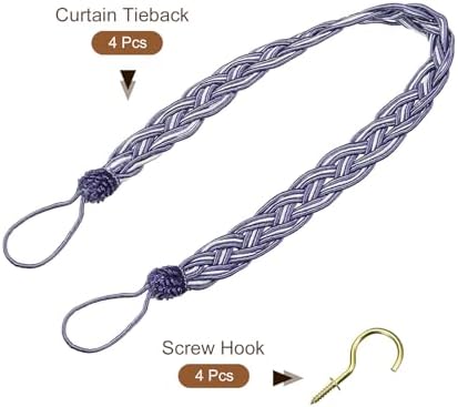uxcell 4Pcs Curtain Tiebacks, 58cm/23 Braided Drapery Holdback Holder - Image 3