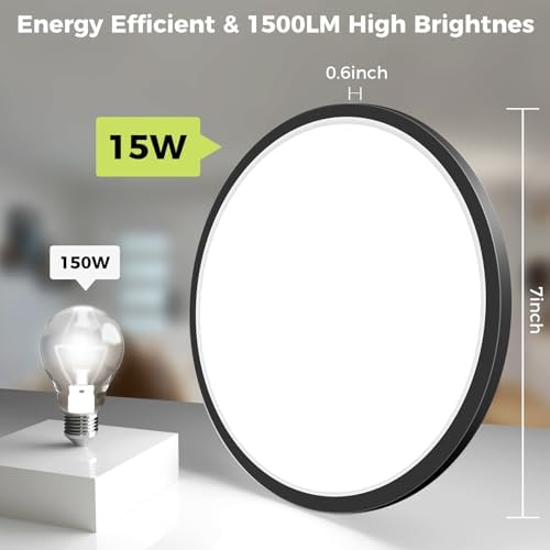 8Pack LED Flush Mount Ceiling Light Fixture, 7Inch 15W, - Image 4