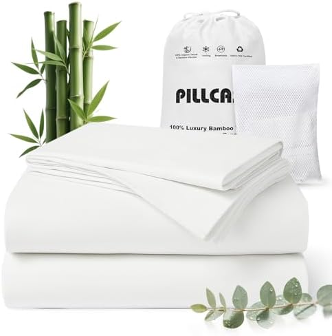 100% Bamboo Viscose & Lyocell Tencel Sheets Set King Size, Cooling & Silky Soft by Pillcase