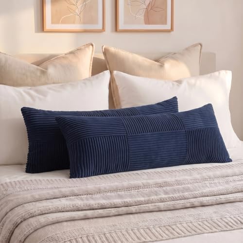 Fancy Homi Set of 1 Navy Blue Boho Long Lumbar Body Decorative Throw Pillow - Image 7