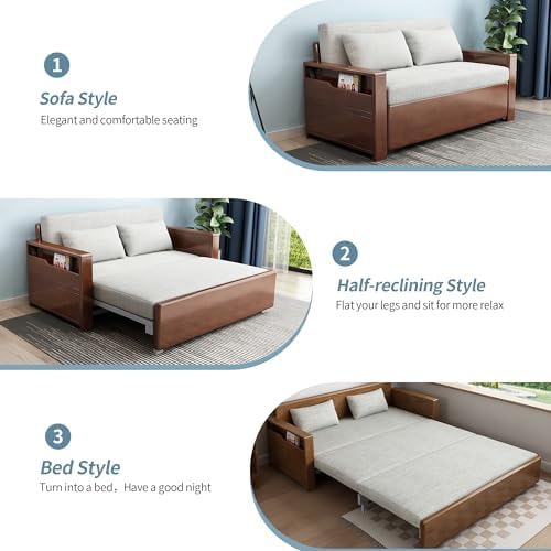 59" Grey 3-in-1 Convertible Sofa w/Storage & Rev Chaise, Solid Wood Frame - Image 5