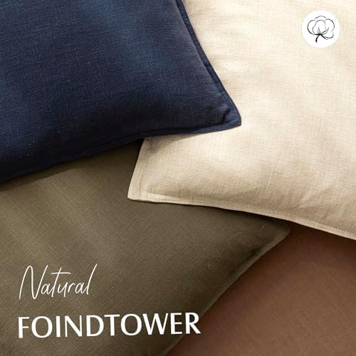 Foindtower Linen Solid Decorative Throw Pillow Covers 26x26 Light Brown - Image 4