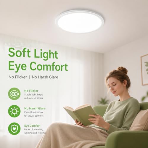 zemty 6Pack 12-Inch LED Flush Mount Ceiling Lights, 24W 3200Lumens 5 CCT - Image 4