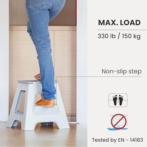Vigar Compact Folding Step Stool, 16 Inch 2 Step Foldable - Image 6