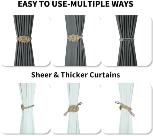 Jute Magnetic Curtain Tiebacks, Decorative Curtain Holdbacks - Image 4