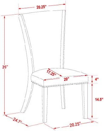 East West Furniture VEP6T50 Verona Parson Dining Chairs - Nailhead Trim Dark Gotham Linen Fabric Padded Chairs, Set of 2, Wirebrushed Black