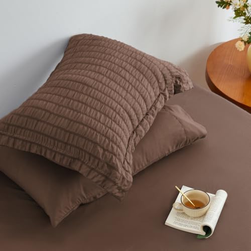 Love’s cabin Seersucker Brown Twin Comforter Set, 5-Piece Bed in a Bag - Image 6