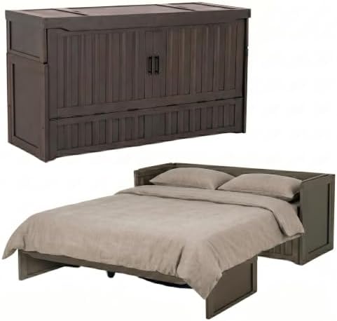 NIGHT & DAY Furniture Murphy Cube Cabinet Bed, Fluted Stonewash by NIGHTDAYFURNITURE