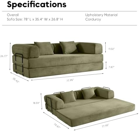 78" Convertible Floor Sofa Bed, Boneless Couches - Image 2