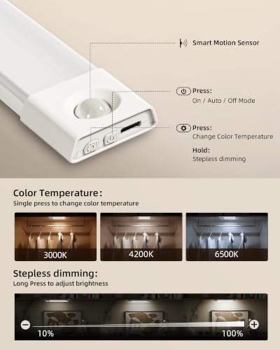 EZVALO 8'' Motion Sensor Closet Lights, Under Cabinet Lighting, 6 Pack - Image 4