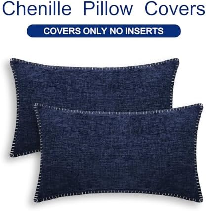 CaliTime Decorative Couch Throw Pillow Covers 20 X 12 Inches Navy Blue - Image 6
