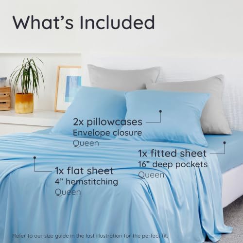 Bambaw 4pcs 100% Viscose Derived from Bamboo Sheets Queen Size Bed Set - Image 2