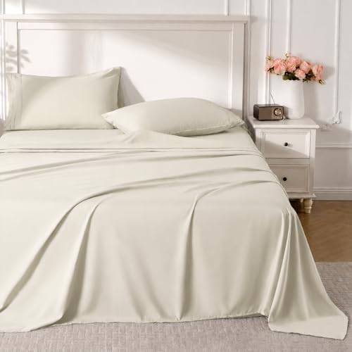 ROSE&RISY Light Beige Queen Sheet Set, Breathable and Cooling Sheet Bed Set by ROSERISY