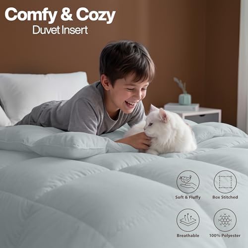 Utopia Bedding Queen Comforter, Duvet Insert, Light Grey, 88 x 88 Inches - Image 6
