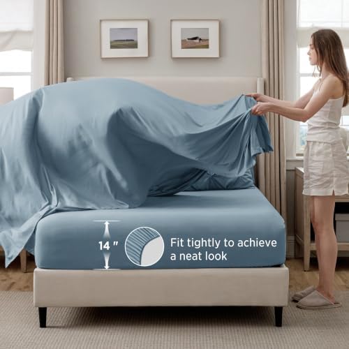 Bedsure 7-Piece Oversized King Comforter Set & Sheets, Dusty Blue Bedding - Image 5