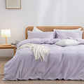 BESTOUCH Cotton Solid Duvet Cover Set Linen Feel Taro Purple Full by BESTOUCH